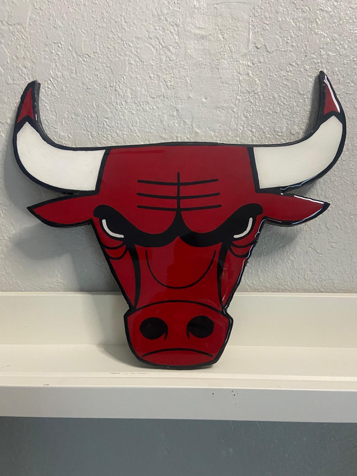 Chicago Bulls Wall Art | Epoxy Resin Wood Art | Chicago Basketball Decor | Handmade Sports Wall Art | Gift for Bulls Fans